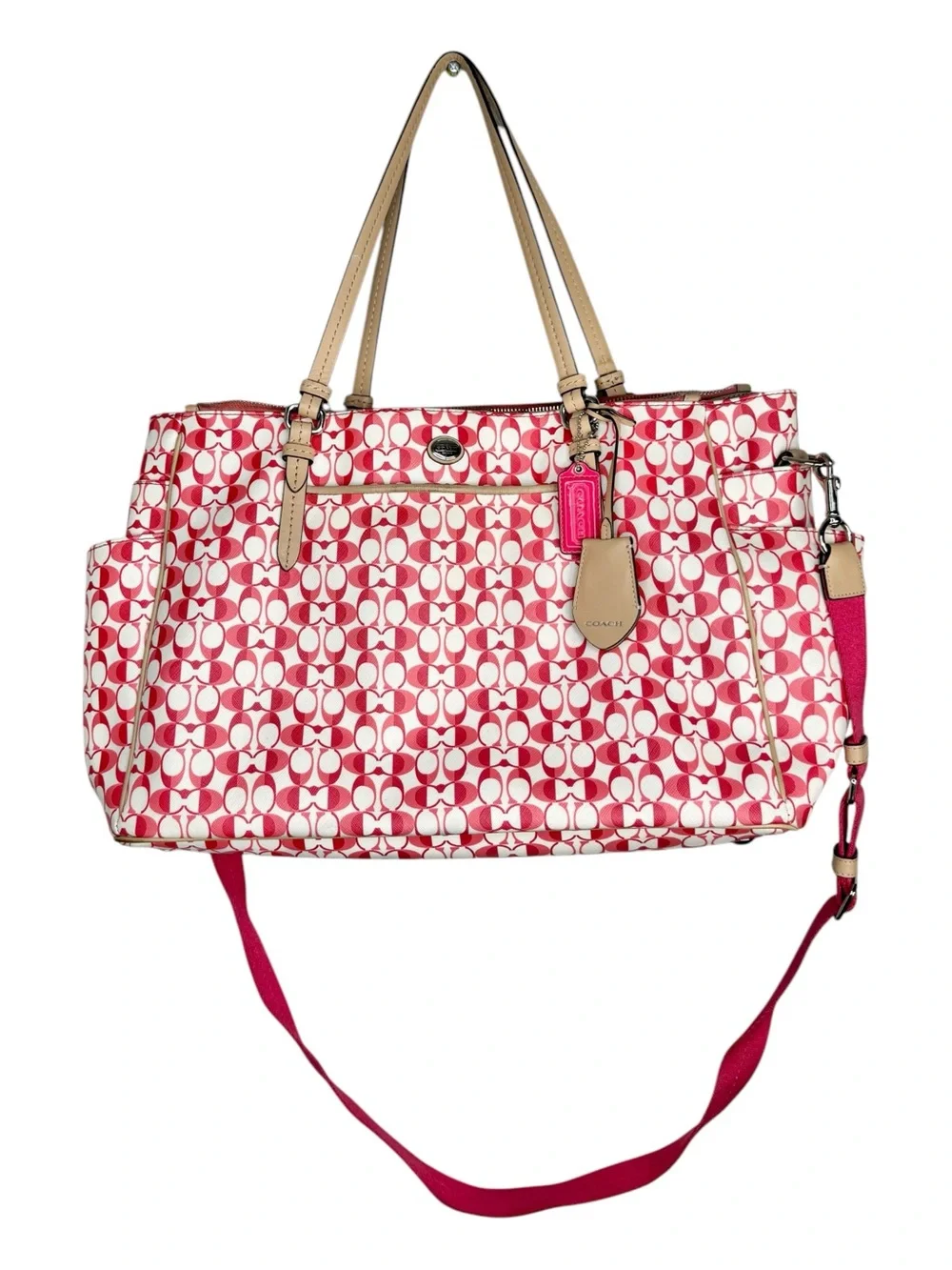 Rare Coach Peyton Dream C Signature Pink Diaper Bag Tote Crossbody Laptop Bag